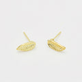 Gold Leaf Stud Earrings Mini Textured Metal Leaf Posts view 4