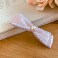 Pink Satin Pearl Rhinestone Bow Hair Combs and Clips view 7