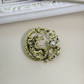Circular Dragon Brooch Pins Pearl Bead Accent Four Finishes view 8