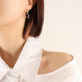 Geometric Shape Huggie Hoop Earrings Gold Steel Mix view 9