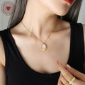 Gold Irregular Mother Pearl Pendant Necklace Stud Earrings view 3