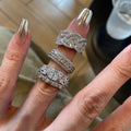 White K Crystal Row Rings Three Styles Twisted Band Stack view 1