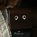 Silver Tone Clear Stone Wreath And White Pearl Stud Earrings view 1