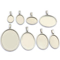 Stainless Steel Oval Pendant Trays Jewelry Making Components view 2