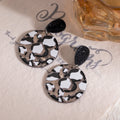 Leopard Print Round Black Top Statement Stud Earrings view 4