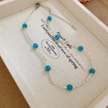 Silver Twisted Chain Bead Necklace Blue or Strawberry Drop view 6