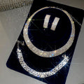 Silver Pave Rectangular Collar Necklace Earring Sets Bracelets view 3