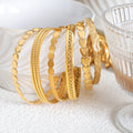 Gold Open Cuff Bangles Heart Oval Braid Scale Designs view 2