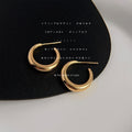 Polished Silver And Gold Tone Chunky Round Hoop Stud Earrings view 7