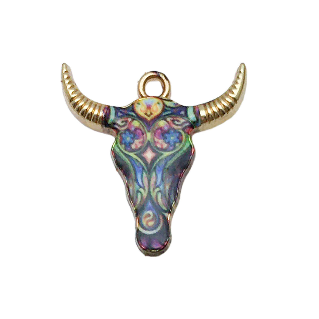 Enamel Zinc Alloy Cartoon Bull Head Animal Charm Pendant for Bracelets and Hair Accessories