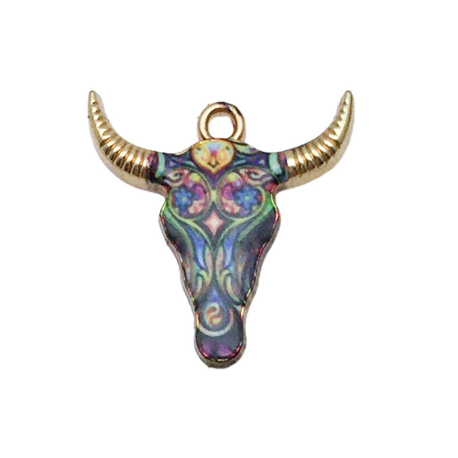 Enamel Zinc Alloy Cartoon Bull Head Animal Charm Pendant for Bracelets and Hair Accessories