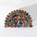 Rhinestone Peacock Fan Brooch Full Crystal Spread Tail Pin view 6