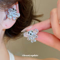 Crystal Winged Bear Clip On Earrings In Three Colors view 3