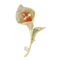 Elegant Crystal Calla Lily Stem Brooch in Yellow or Pink view 5