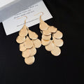 Layered Sequin Leaf Drop Earrings in Silver Black and Gold Tones view 8