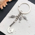 Antique Silver Angler Fish and Hook Charm Keychain view 3