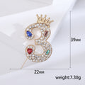 Crowned Rhinestone Number Brooch in Nine Numerals Decorative Lapel Pin view 9
