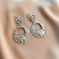 Hammered Irregular Open Drop Statement Stud Earrings view 4