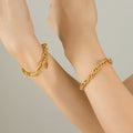 Gold Thick Curb Chain Necklace and Matching Bracelet Set view 4
