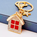 Jeweled House Keychains in Red Blue and Green with Braided Loop Options view 10