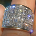 Wide Grid Crystal Statement Ring in Silver Tone With Clear Crystal Accents view 2