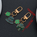 Four Green Clover and Hat Metal Keychain Design Set view 7
