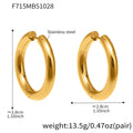 Thick Hoop Huggie Earrings Gold Steel Two-Tone Sizes view 9