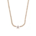 Gold Tone Star Zircon Tennis Necklace Titanium Steel Chain view 5
