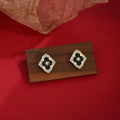 Black Center Clear Look Floral Square Stud Earrings view 2