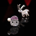 Silver Tone Santa And Reindeer Mismatched Stud Earrings view 2