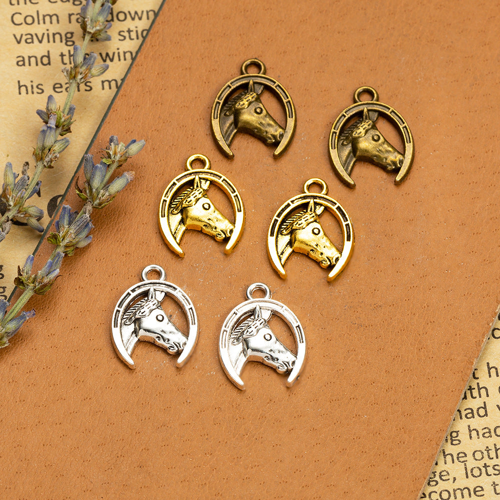 Vintage Horse Head Arch Alloy Charm Pendant 20x15mm