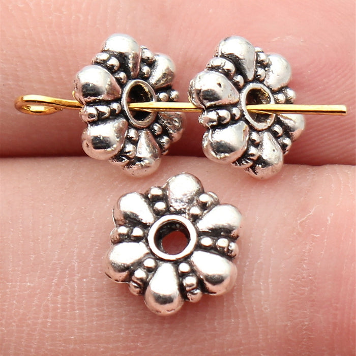 Antique Silver Daisy Flower Small Hole Spacer Bead