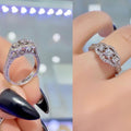 Silver Three Stone Halo Openwork Ring Clear Sizes 6 To 10 view 2