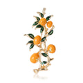 Enamel Persimmon Branch Brooch Gold Tone Red Orange view 5