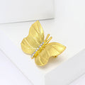 Matte Butterfly Brooch Crystal Spine Line Gold and Silver view 3