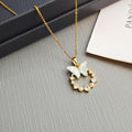 Butterfly Crystal and Pearl Look Wreath Necklace in Five Colors view 3