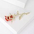 Red Rose Long Stem Brooch Decorative Lapel Pin For Jackets And Scarves view 4