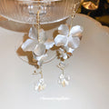 White Flower and Star Long Hook Earrings Fashion Jewelry view 3
