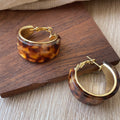 Chunky Resin Hoop Earrings in Ivory and Tortoiseshell Pink view 3