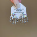 Iridescent Flower Crystal Fringe Stud Earrings Statement Jewelry view 2