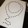 Layered Beaded Necklace with Long Curved Drop in Four Colorways view 6