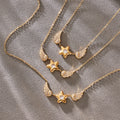 Crystal Winged Star Pendant Necklace in Gold and Silver Tone view 3
