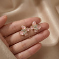 Pink Butterfly Clear Stone Cluster Small Stud Earrings view 2