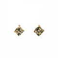 Gold Tone Leopard Print Wavy Square Statement Stud Earrings view 5