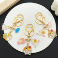 Colorful Mid Autumn Moon Rabbit and Lantern Metal Keychain Pair view 3