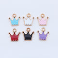 Gold Tone Enamel Crown Charms in Six Bright Colors view 2