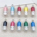 Multicolor Pill Capsule Glossy Charms for Jewelry and Craft Projects view 1