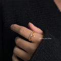 Gold Tone Polished Crown Clear Stone Open Ring For Women view 2