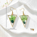 Gold Tone Triangular Pressed Flower Drop Earrings in Six Designs view 4