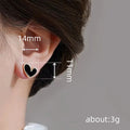 Gold-Tone Brass Heart Stud Earrings with Black Enamel, 14 mm view 4